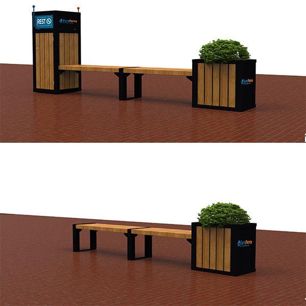 121618 straatmeubilair banken plantenbak afvalbak