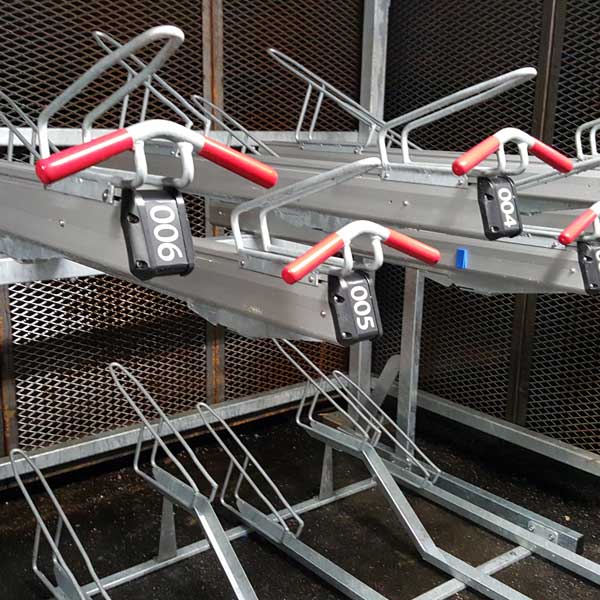 compact fietsparkeren etage fietsenrek FalcoLevel Premium+ FietsParKeur nummering
