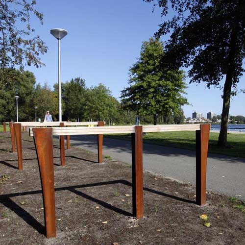 fietsparkeren fietsaanleunbeugel Cortenstaal