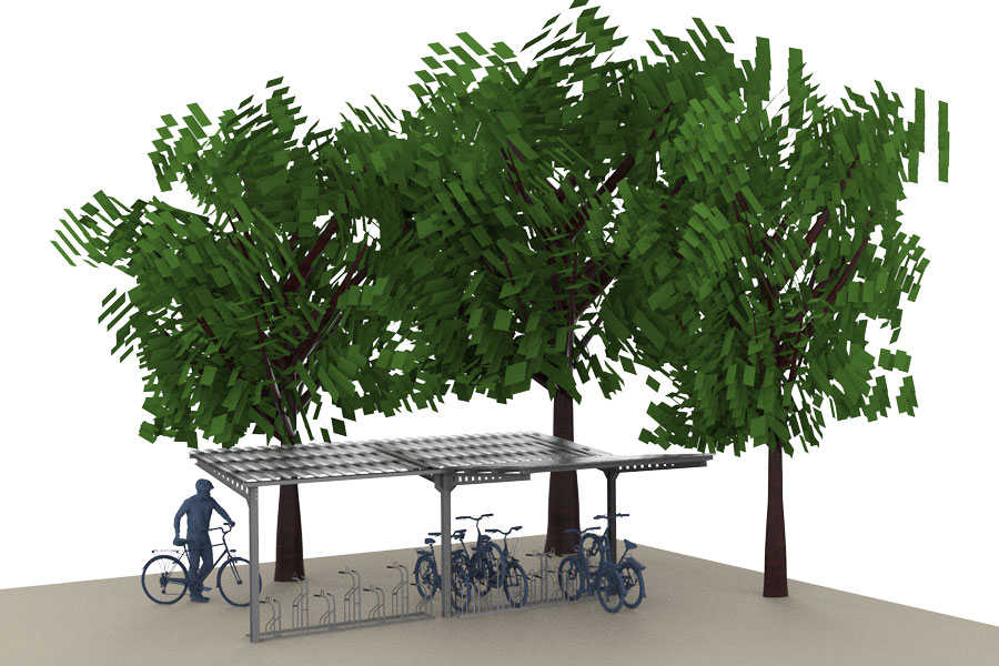 FalcoAndo dubbelzijdige fietsoverkapping, aluzinc