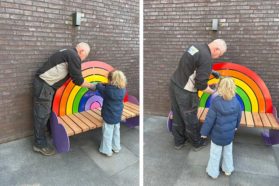straatmeubilair buitenbank regenboogbank